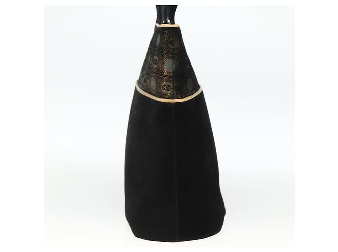 Borsa a Spalla Salvatore Ferragamo in Camoscio Nero e Oro Auth BA11435 D'oro - vista 5
