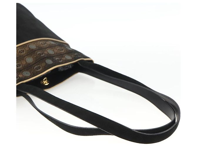 Borsa a Spalla Salvatore Ferragamo in Camoscio Nero e Oro Auth BA11435 D'oro - vista 7