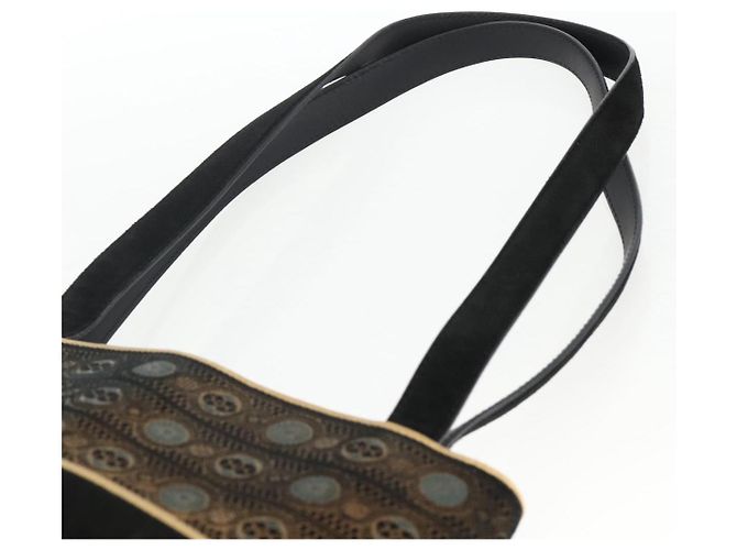 Borsa a Spalla Salvatore Ferragamo in Camoscio Nero e Oro Auth BA11435 D'oro - vista 8