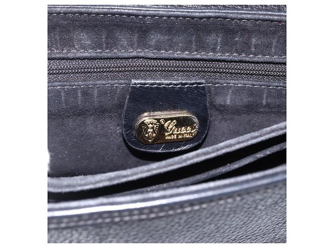 Gucci Bolsa de Ombro Horsebit em Couro Preto e Ouro Auth 170075 Dourado - vista 15