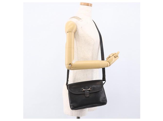 Gucci Bolsa de Ombro Horsebit em Couro Preto e Ouro Auth 170075 Dourado - vista 23