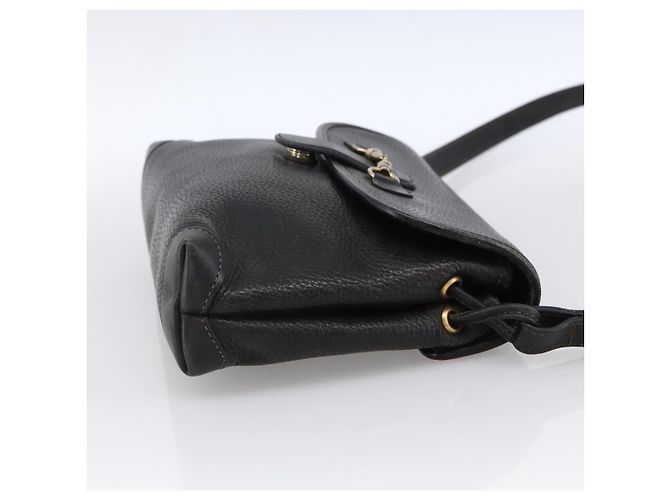Gucci Bolsa de Ombro Horsebit em Couro Preto e Ouro Auth 170075 Dourado - vista 5