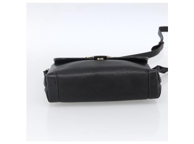 Gucci Bolsa de Ombro Horsebit em Couro Preto e Ouro Auth 170075 Dourado - vista 9