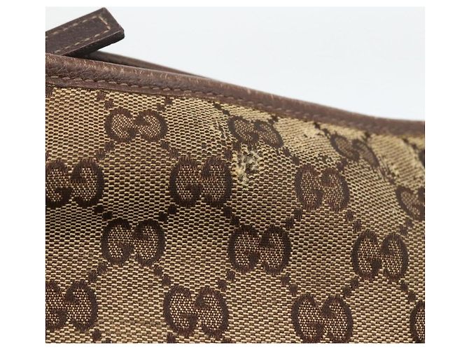 Gucci Borsa a Spalla Abbey GG Canvas Beige Oro 131326 Auth ARZ287 D'oro - vista 14