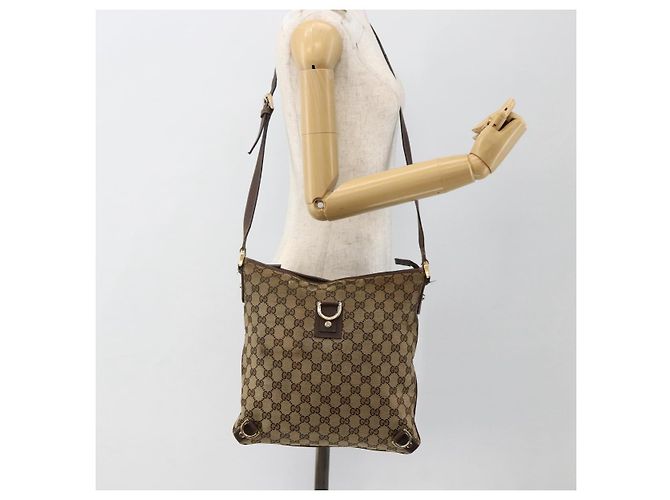 Gucci Borsa a Spalla Abbey GG Canvas Beige Oro 131326 Auth ARZ287 D'oro - vista 23