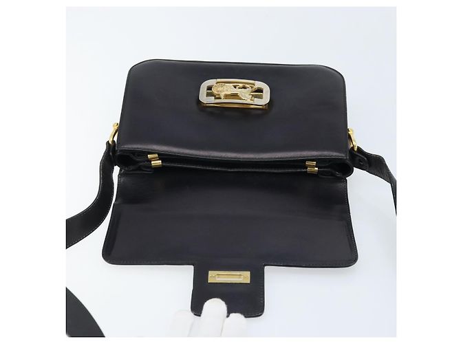Céline CELINE Pferdewagen Schultertasche aus Leder Schwarz Gold Auth ep13857 Golden - Ansicht 10