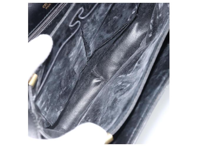 Céline CELINE Pferdewagen Schultertasche aus Leder Schwarz Gold Auth ep13857 Golden - Ansicht 11