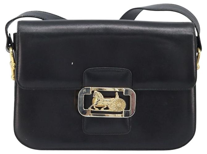Céline CELINE Pferdewagen Schultertasche aus Leder Schwarz Gold Auth ep13857 Golden - Ansicht 13