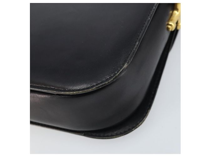 Céline CELINE Pferdewagen Schultertasche aus Leder Schwarz Gold Auth ep13857 Golden - Ansicht 15