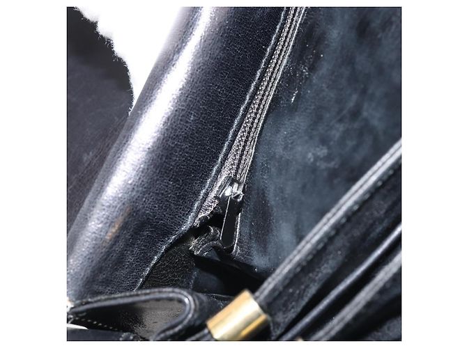 Céline CELINE Pferdewagen Schultertasche aus Leder Schwarz Gold Auth ep13857 Golden - Ansicht 21