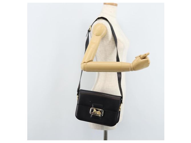Céline CELINE Pferdewagen Schultertasche aus Leder Schwarz Gold Auth ep13857 Golden - Ansicht 24