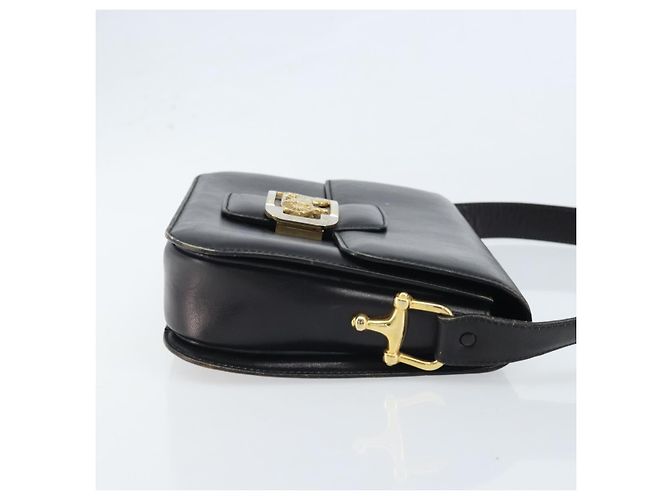 Céline CELINE Pferdewagen Schultertasche aus Leder Schwarz Gold Auth ep13857 Golden - Ansicht 3