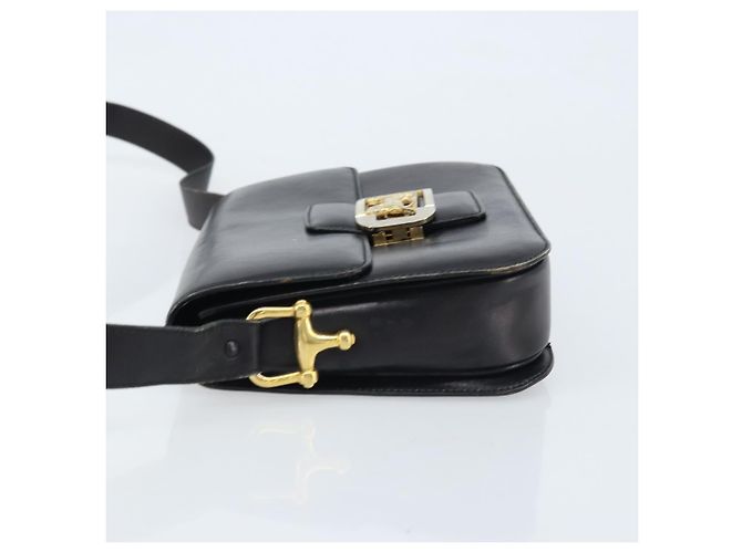 Céline CELINE Pferdewagen Schultertasche aus Leder Schwarz Gold Auth ep13857 Golden - Ansicht 4