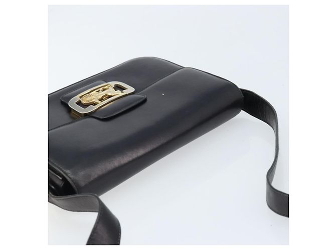 Céline CELINE Pferdewagen Schultertasche aus Leder Schwarz Gold Auth ep13857 Golden - Ansicht 6