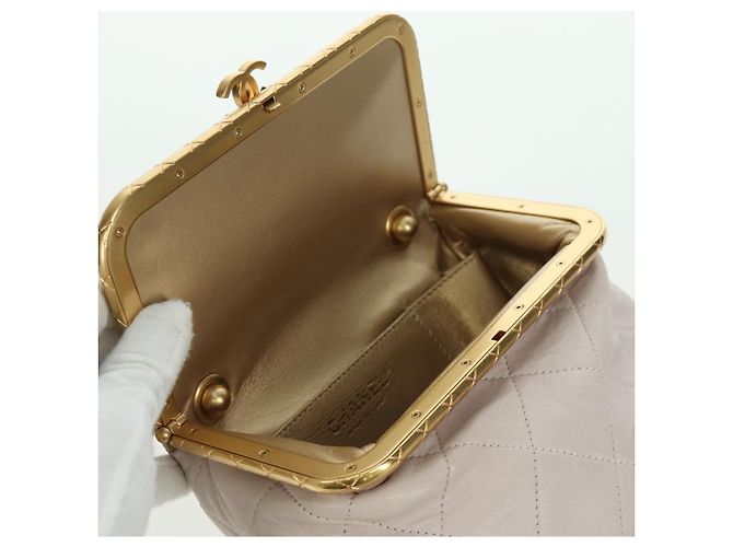 Borsa a Spalla CHANEL Chain Matelassé in Pelle di Agnello 2way Rosa Oro CC Auth ARZ510V D'oro - vista 22
