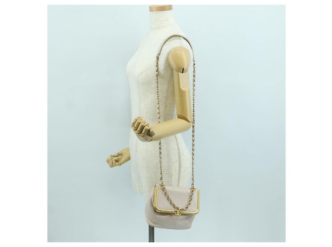 Borsa a Spalla CHANEL Chain Matelassé in Pelle di Agnello 2way Rosa Oro CC Auth ARZ510V D'oro - vista 27