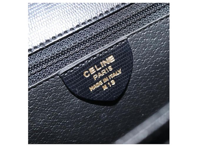 Céline Borsa a mano CELINE in pelle 2 in 1 nera e oro Auth mr2055 Nero D'oro - vista 11