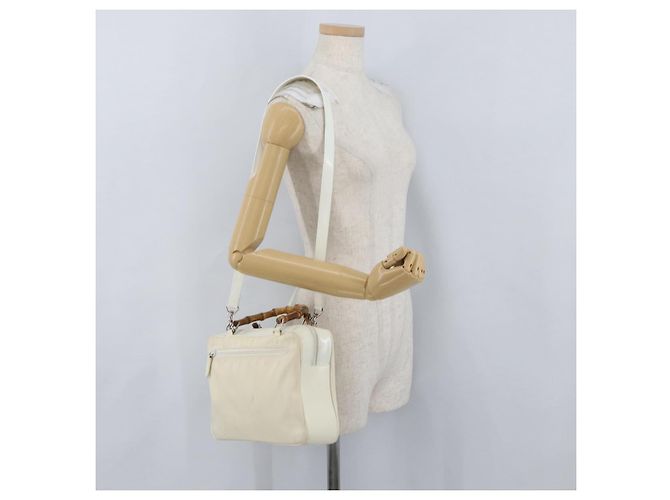 Borsa a Mano GUCCI Nylon 2way Argento Bianco 000 2040 0538 Auth ka3126 - vista 26