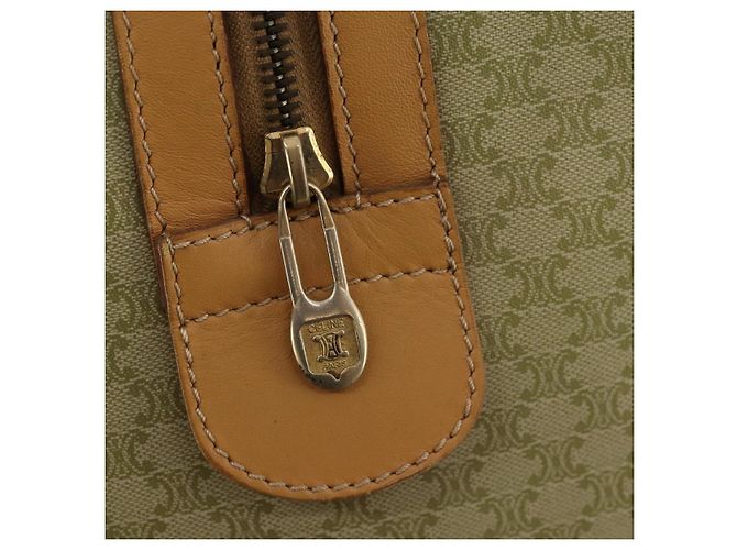 Céline Borsa Boston in tela Macadam CELINE PVC Beige Oro Auth 170952 D'oro - vista 19