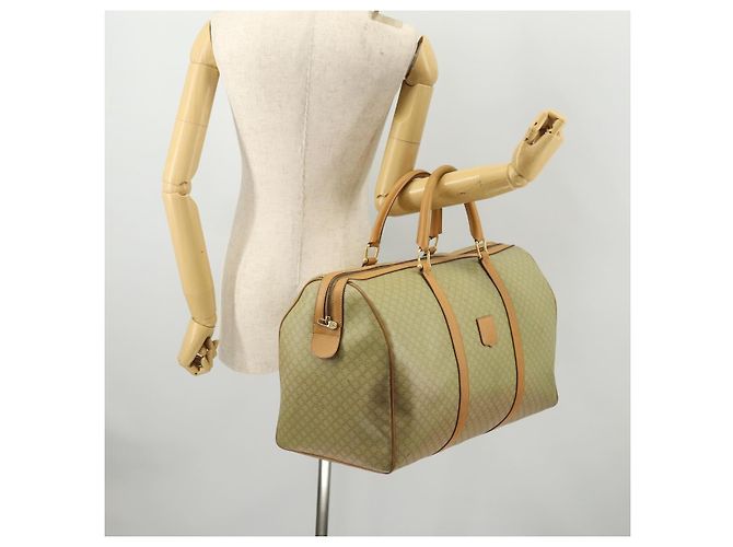 Céline Borsa Boston in tela Macadam CELINE PVC Beige Oro Auth 170952 D'oro - vista 24