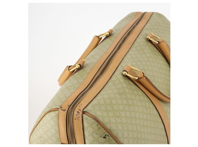 Céline Borsa Boston in tela Macadam CELINE PVC Beige Oro Auth 170952 D'oro - vista 7
