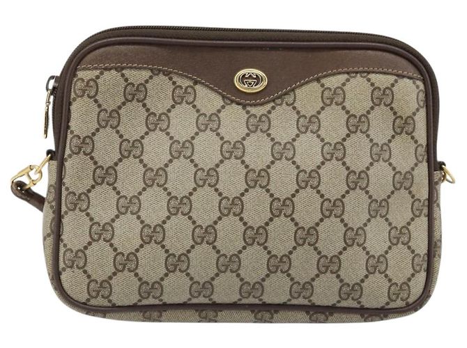 Gucci Borsa a Spalla GG Supreme PVC Beige Oro 97 02 068 Auth ka3083 D'oro - vista 2