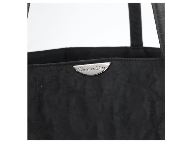 Borsa a mano Christian Dior in nylon nero e argento Auth bs33989 - vista 14