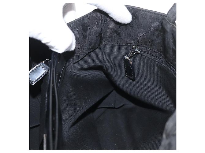 Borsa a mano Christian Dior in nylon nero e argento Auth bs33989 - vista 20