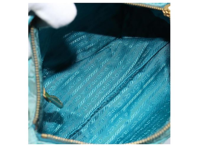 Borsa a Spalla PRADA Nylon Azzurro Chiaro Oro Auth ep13715 D'oro Blu chiaro - vista 11