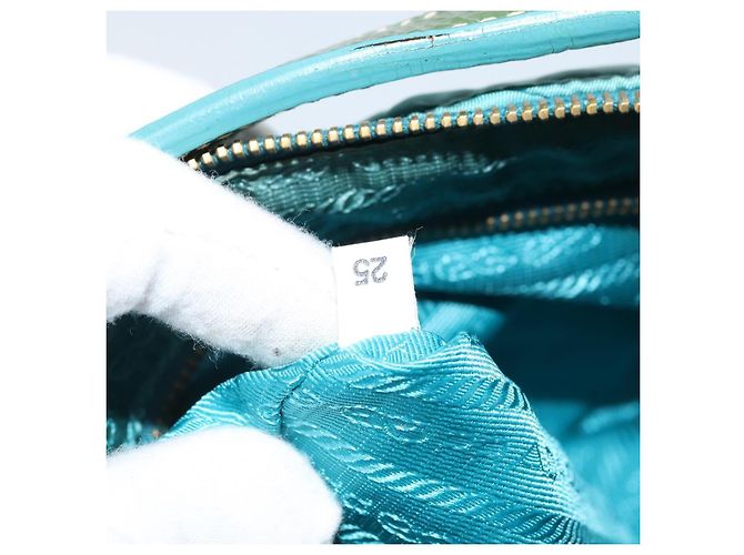 Borsa a Spalla PRADA Nylon Azzurro Chiaro Oro Auth ep13715 D'oro Blu chiaro - vista 12
