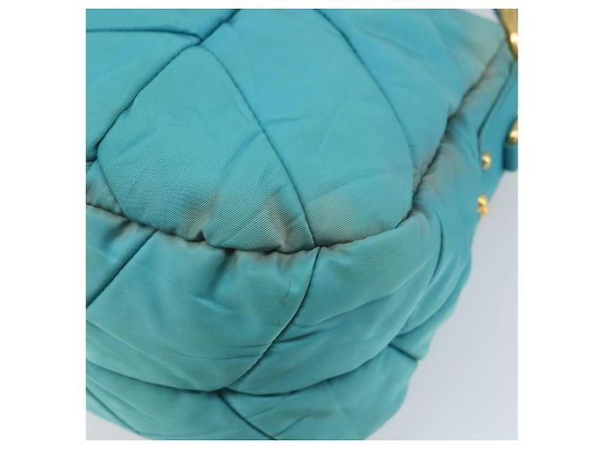 Borsa a Spalla PRADA Nylon Azzurro Chiaro Oro Auth ep13715 D'oro Blu chiaro - vista 15