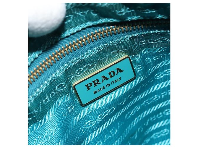 Borsa a Spalla PRADA Nylon Azzurro Chiaro Oro Auth ep13715 D'oro Blu chiaro - vista 18