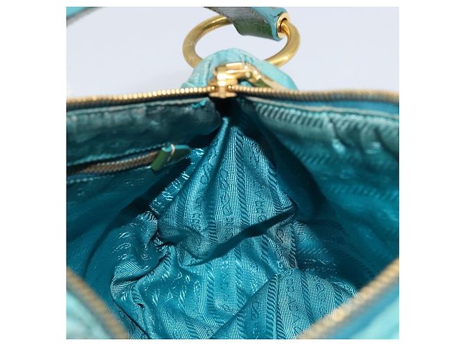 Borsa a Spalla PRADA Nylon Azzurro Chiaro Oro Auth ep13715 D'oro Blu chiaro - vista 19