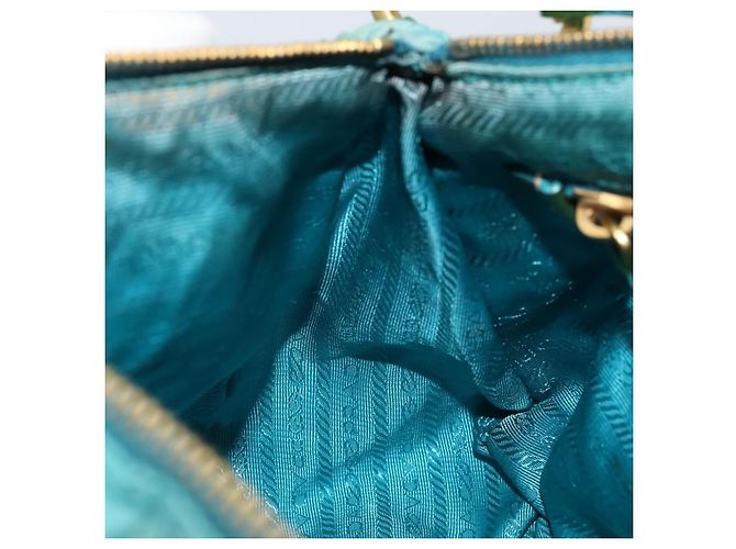 Borsa a Spalla PRADA Nylon Azzurro Chiaro Oro Auth ep13715 D'oro Blu chiaro - vista 20