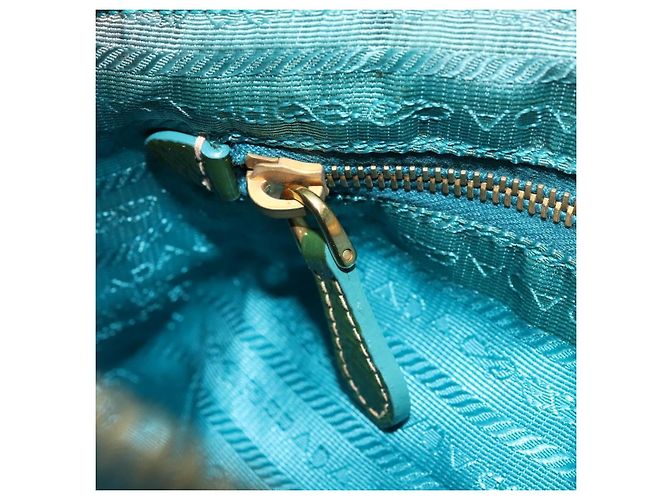 Borsa a Spalla PRADA Nylon Azzurro Chiaro Oro Auth ep13715 D'oro Blu chiaro - vista 21