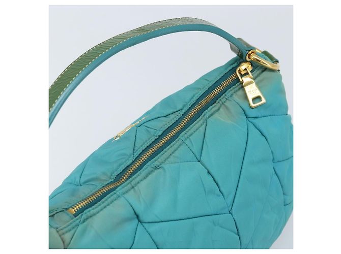Borsa a Spalla PRADA Nylon Azzurro Chiaro Oro Auth ep13715 D'oro Blu chiaro - vista 6
