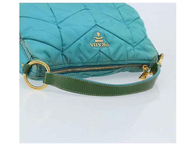 Borsa a Spalla PRADA Nylon Azzurro Chiaro Oro Auth ep13715 D'oro Blu chiaro - vista 7