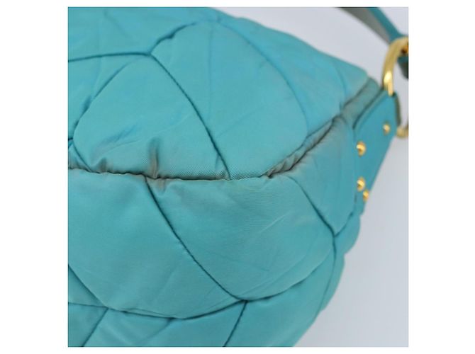 Borsa a Spalla PRADA Nylon Azzurro Chiaro Oro Auth ep13715 D'oro Blu chiaro - vista 9