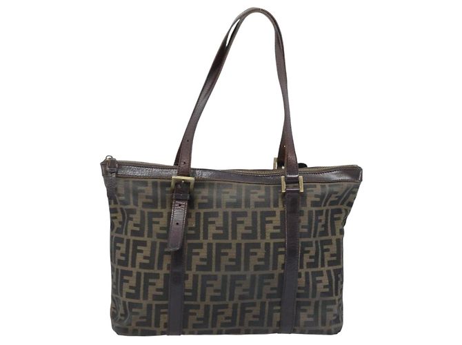 FENDI Zucca Canvas Tote Bag Schwarz Braun Auth bs34003 - Ansicht 13