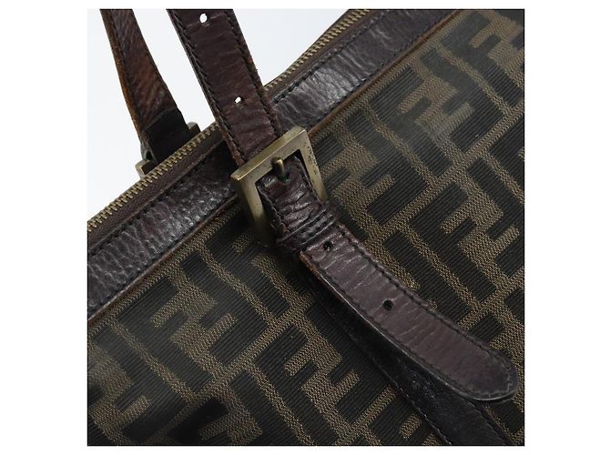 FENDI Zucca Canvas Tote Bag Schwarz Braun Auth bs34003 - Ansicht 18