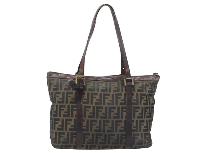 FENDI Zucca Canvas Tote Bag Schwarz Braun Auth bs34003 - Ansicht 2