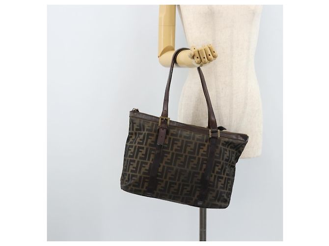 FENDI Zucca Canvas Tote Bag Schwarz Braun Auth bs34003 - Ansicht 24