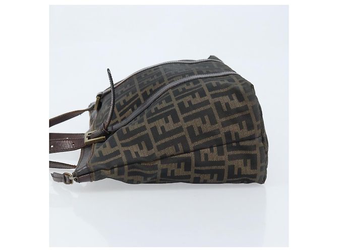 FENDI Zucca Canvas Tote Bag Schwarz Braun Auth bs34003 - Ansicht 4