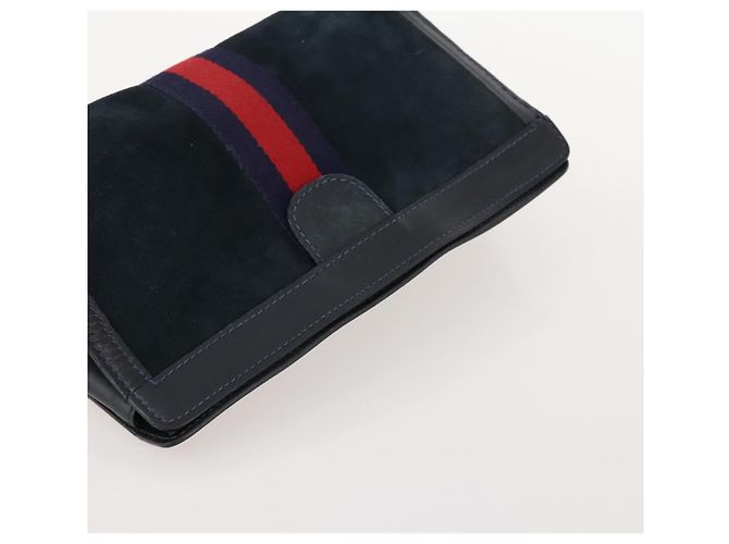 Sac à bandoulière Gucci Sherry Line en cuir suédé 2 pièces Noir Marine Rouge Auth 172315 Bleu Marine - vue 14