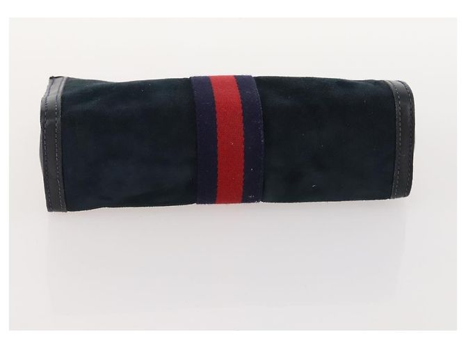 Sac à bandoulière Gucci Sherry Line en cuir suédé 2 pièces Noir Marine Rouge Auth 172315 Bleu Marine - vue 15