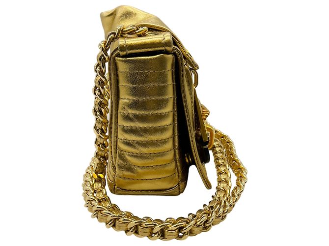 Borsa a spalla in pelle dorata Moschino Biker Jacket D'oro - vista 2