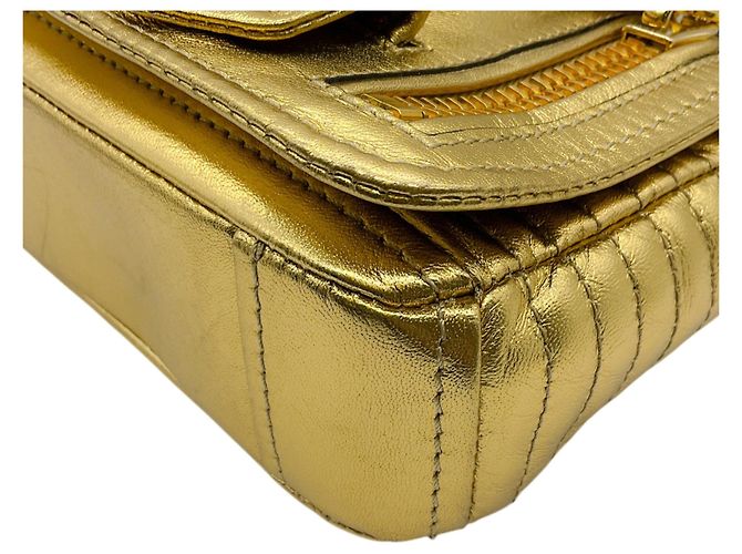 Borsa a spalla in pelle dorata Moschino Biker Jacket D'oro - vista 4