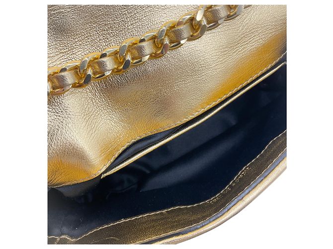 Borsa a spalla in pelle dorata Moschino Biker Jacket D'oro - vista 9