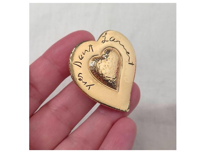 Yves Saint Laurent Spilla YSL vintage a forma di cuore D'oro - vista 2