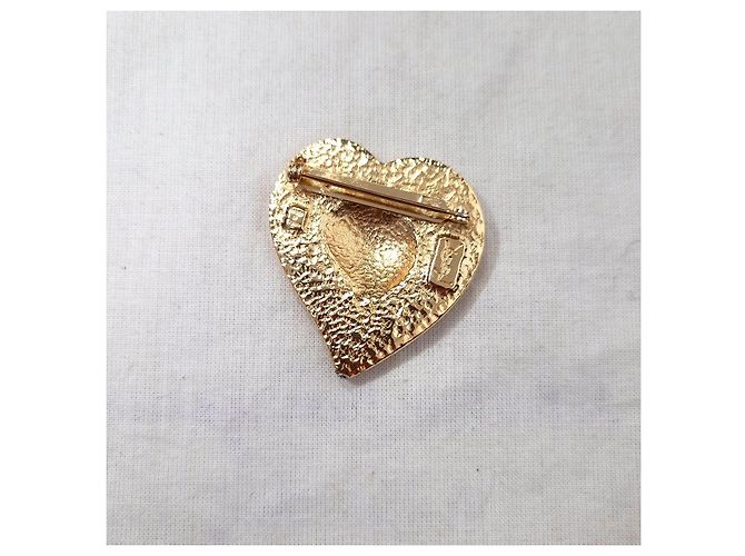 Yves Saint Laurent Spilla YSL vintage a forma di cuore D'oro - vista 5